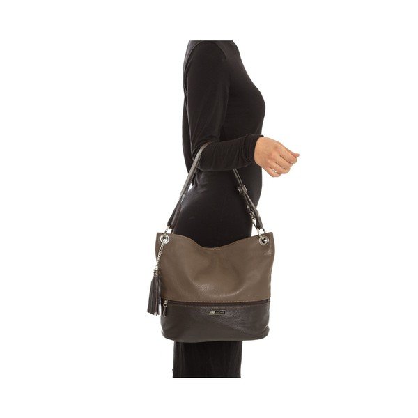 Rjava usnjena torbica Anna Luchini Tote-image-3