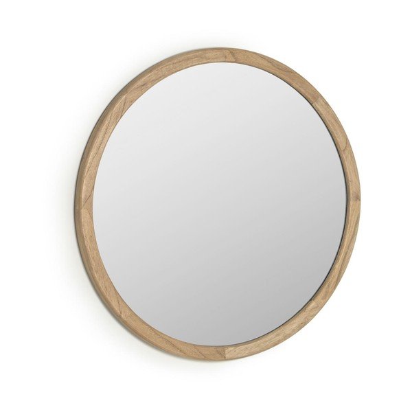 Stensko ogledalo z lesenim okvirjem ø 80 cm Alum – Kave Home