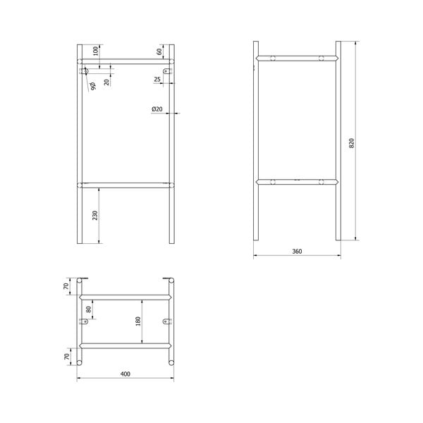 Črno kovinsko stojalo za pod umivalnik 40x82 cm Puno – Sapho-image-3