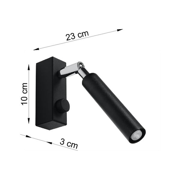 Črno točkovno svetilo 10x3 cm Tiden – Sollux-image-3