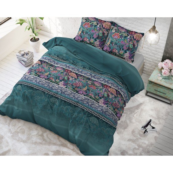 Zelena posteljnina za zakonsko posteljo Sleeptime Paisley, 200 x 220 cm-image-2
