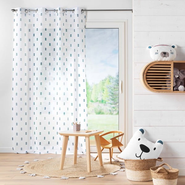 Modro-bela prosojna zavesa iz tančice 140x240 cm Geokid – douceur d'intérieur-image-2