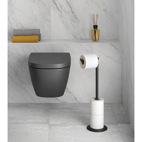 Mat črno jekleno stojalo za WC papir Lava – Metaltex-image-1