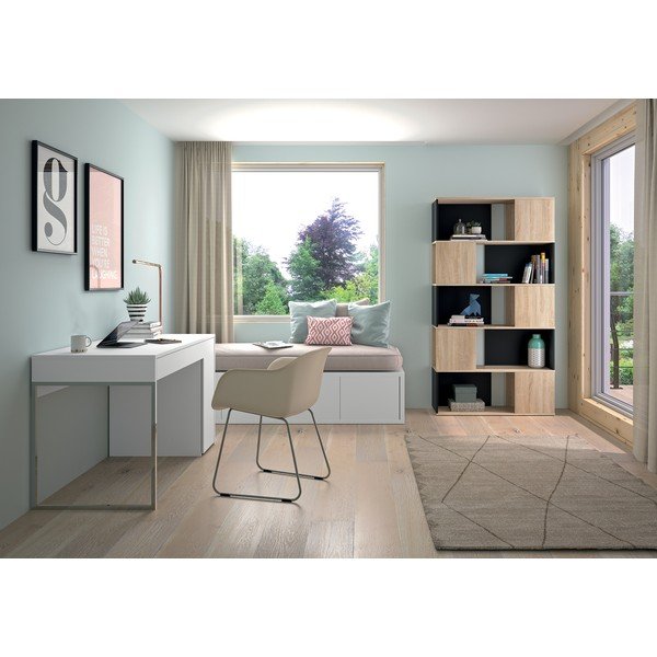 Črna knjižna omara v hrastovem dekorju 98x180 cm Rossio - TemaHome -image-4