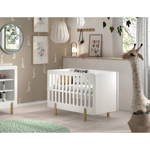 Bela otroška posteljica iz masivnega bora 60x120 cm SMILE – Vipack-image-1