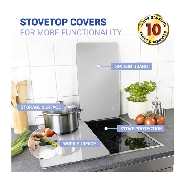 Komplet 2 univerzalnih steklenih pokrovov za štedilnik Wenko Silver-image-3