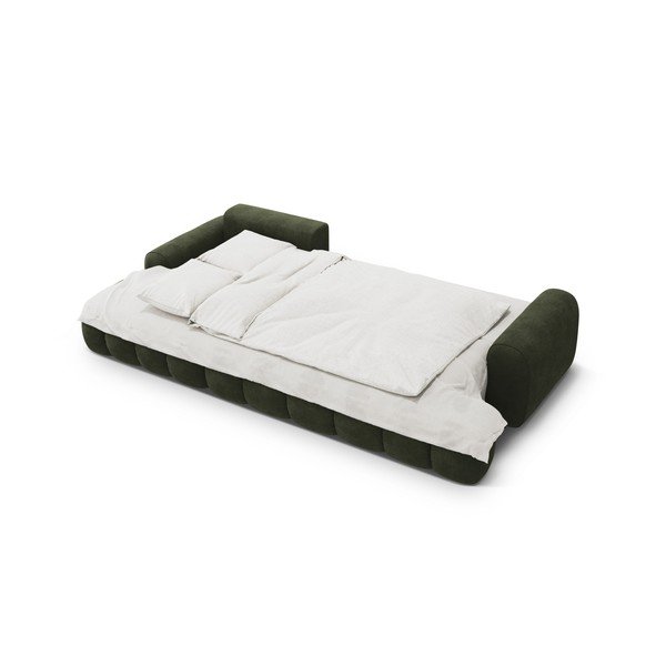 Zelena žametna raztegljiva/s prostorom za shranjevanje kotna sedežna garnitura (levi kot/z ležalnikom) Linz – Cosmopolitan Design-image-4