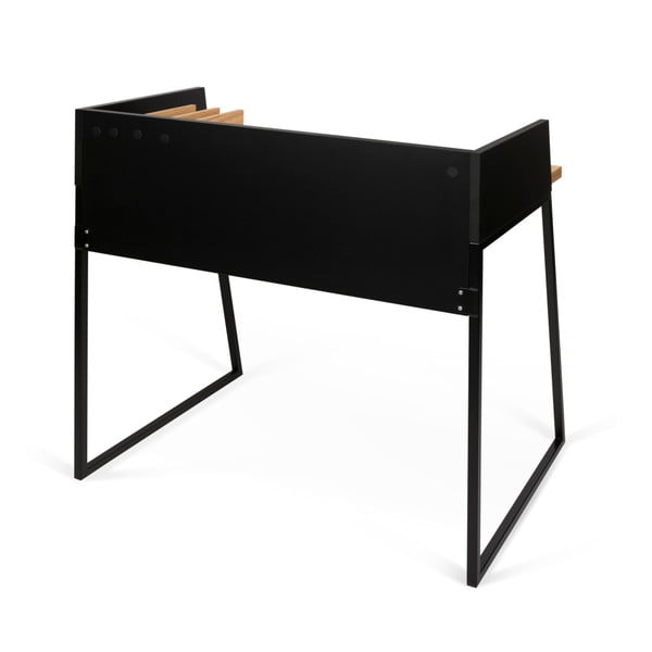 Črna delovna miza z detajli iz hrastovega lesa TemaHome Volga-image-4