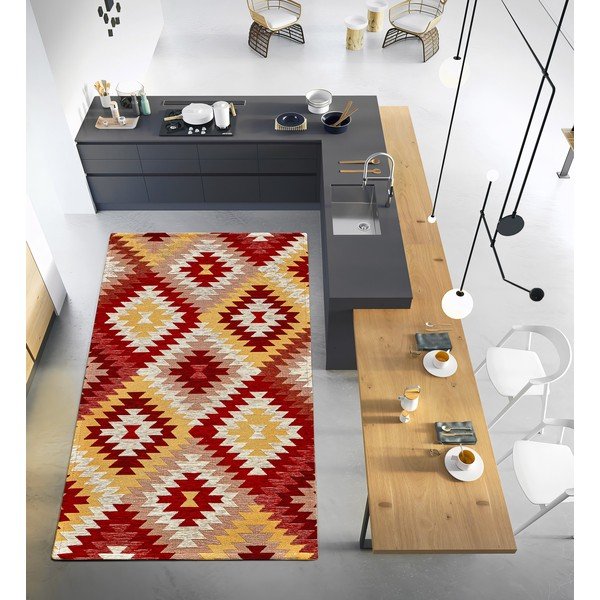 Rdeč/rumen pralen tekač 55x115 cm Avana Rosso – Floorita-image-1