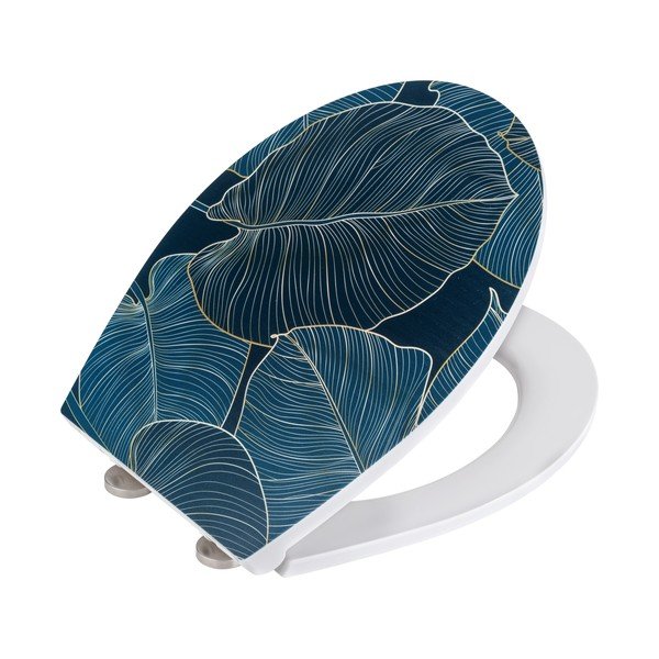 Modra straniščna deska z enostavnim zapiranjem Wenko Big Leaves, 38 x 45 cm-image-2