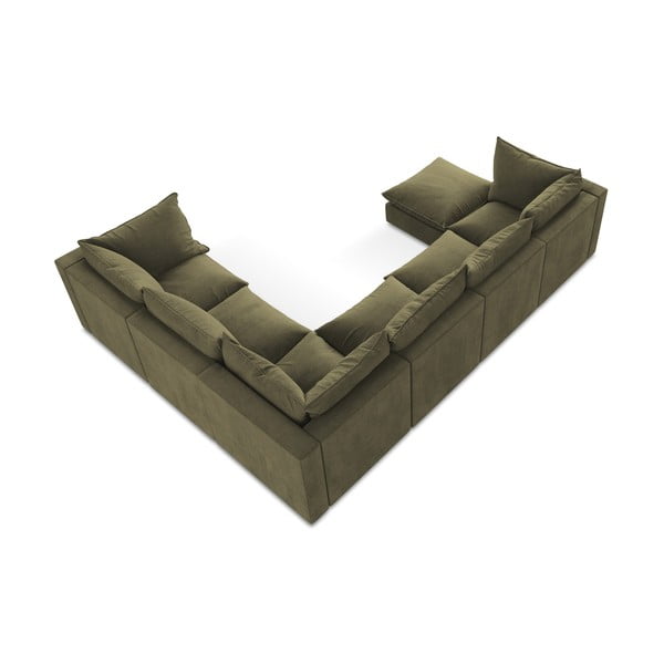 Kaki zelena kotna sedežna garnitura (desni kot/v obliki črke "U") Manao – Makamii-image-3