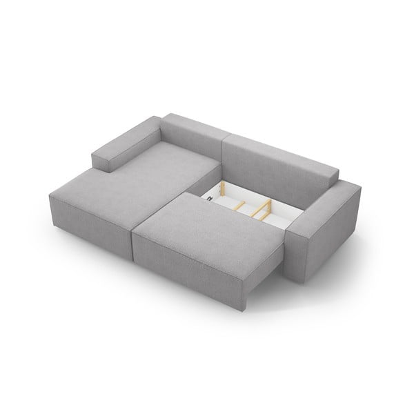 Svetlo siva raztegljiva kotna sedežna garnitura iz tkanine bouclé (levi kot) Jodie – Micadoni Home-image-4