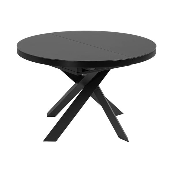 Črna okrogla raztegljiva jedilna miza s stekleno mizno ploščo ø 160 cm Vashti – Kave Home