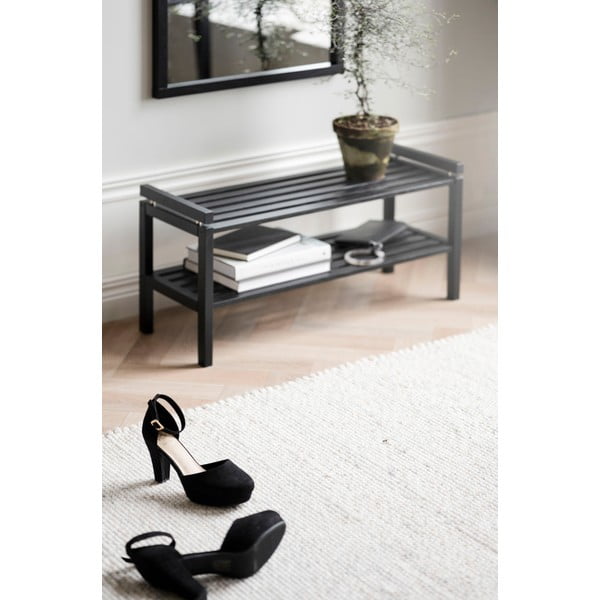 Črna omarica za čevlje iz masivnega hrasta Confetti – Rowico-image-2