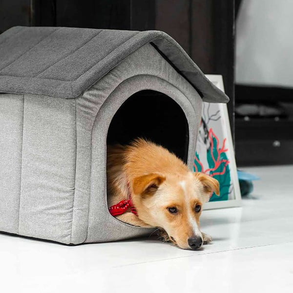 Svetlo siva pasja hiška 52x53 cm Home XL - Rexproduct-image-4