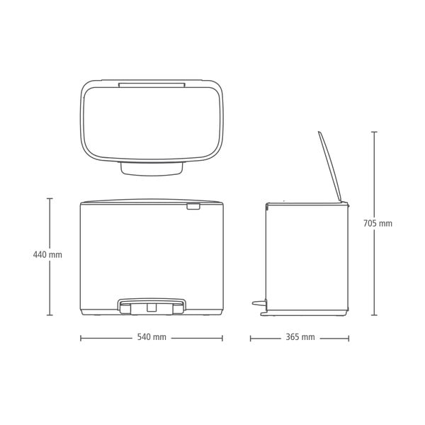 Mat črn jeklen koš za smeti za ločevanje odpadkov s pedalom 34 l Bo – Brabantia-image-4