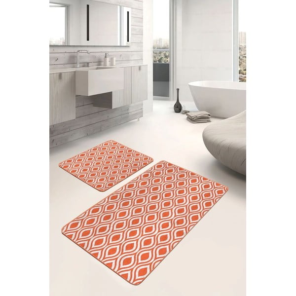 Oranžne žametne kopalniške preproge v kompletu 2 ks 60x100 cm – Mila Home-image-3