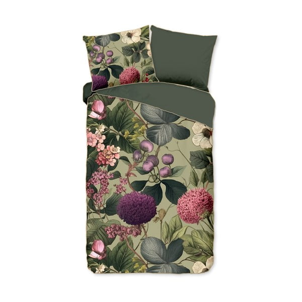 Kaki zelena enojna podaljšana posteljnina iz bombažnega satena 140x220 cm Onaz – Descanso