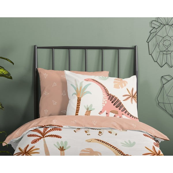 Rjava/bež bombažna otroška posteljnina za otroško posteljico 100x135 cm Dino – Good Morning-image-2