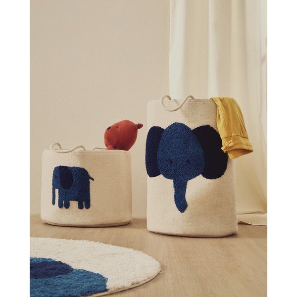 Slonokoščena tekstilna otroška škatla za shranjevanje ø 35x50 cm Tandani – Kave Home-image-1