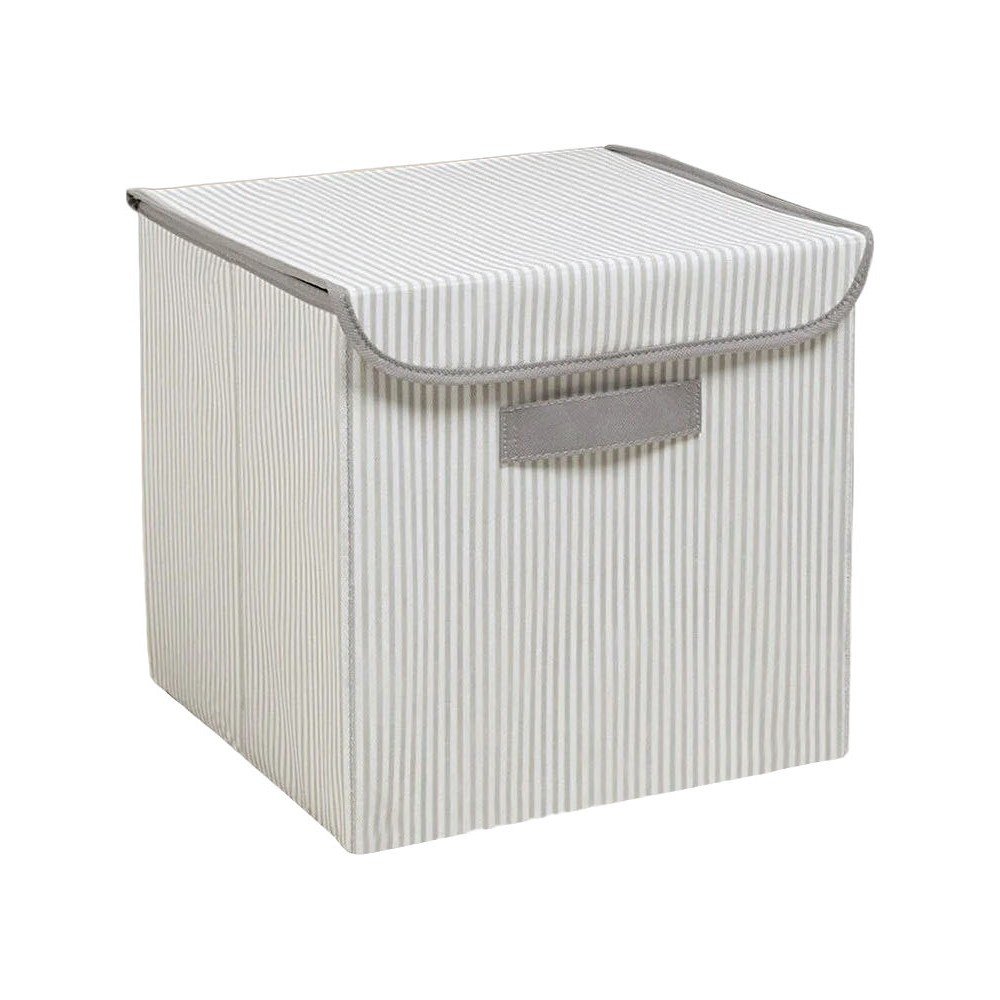 Siva tekstilna škatla za shranjevanje s pokrovom 30x30x30 cm