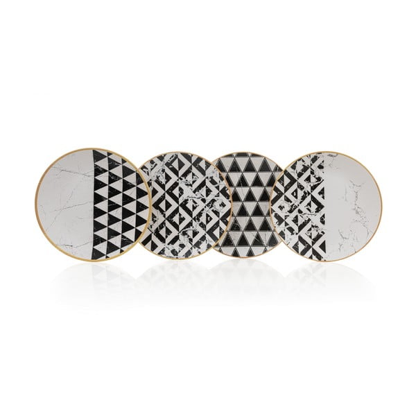 Črni/beli keramični krožniki v kompletu 4 ks ø 25 cm – Hermia