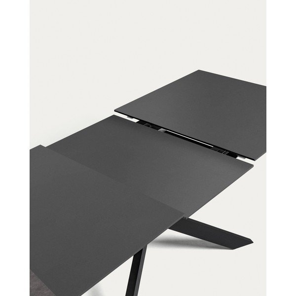 Črna raztegljiva jedilna miza s stekleno mizno ploščo 90x210 cm Atminda – Kave Home-image-3