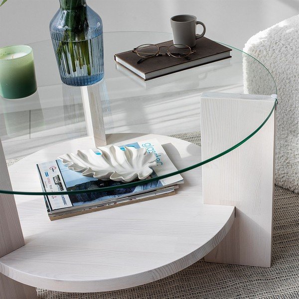 Bela okrogla mizica ø 75 cm Mondo - Neostill-image-3