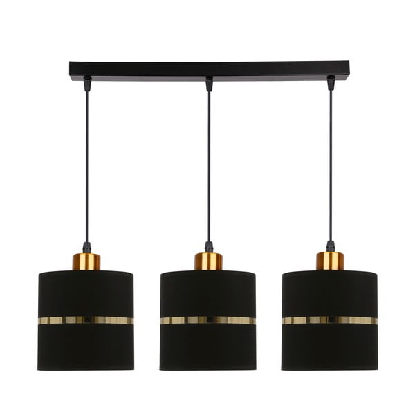 Črna viseča svetilka s tekstilnim senčnikom ø 15 cm Assam – Candellux Lighting