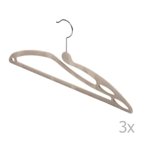 Komplet 3 bež obešalnikov za majice Domopak Velvet-image-1
