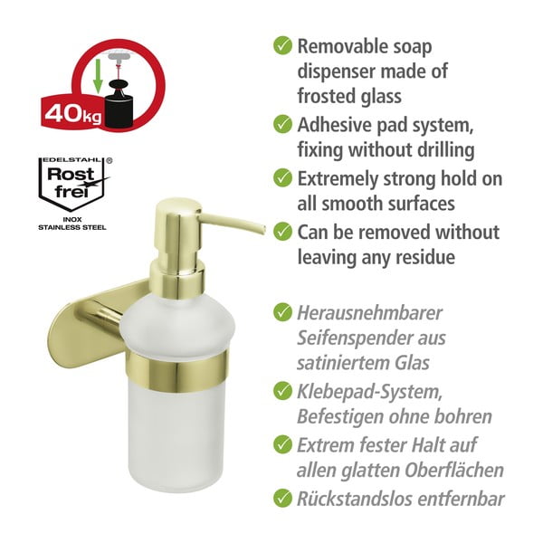 Dozirnik za milo iz nerjavečega jekla v zlati barvi 0,2 l Orea Gold - Wenko-image-4