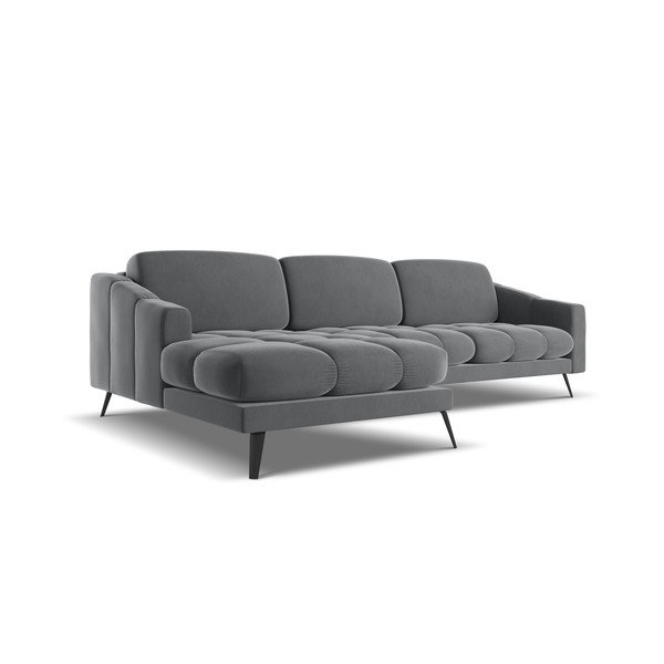 Siva žametna kotna sedežna garnitura (levi kot) Nalu – Makamii-image-3