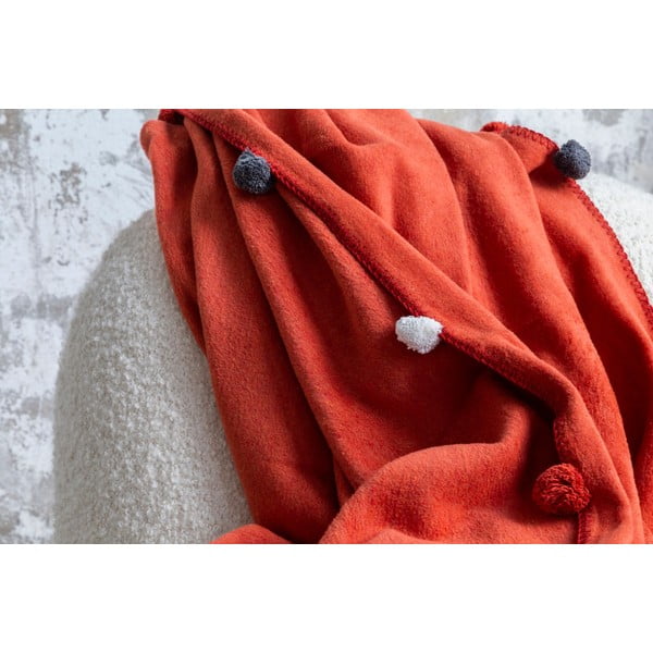 Opečnato oranžno pregrinjalo iz flisa 150x200 cm Pom Pom – Mijolnir-image-4