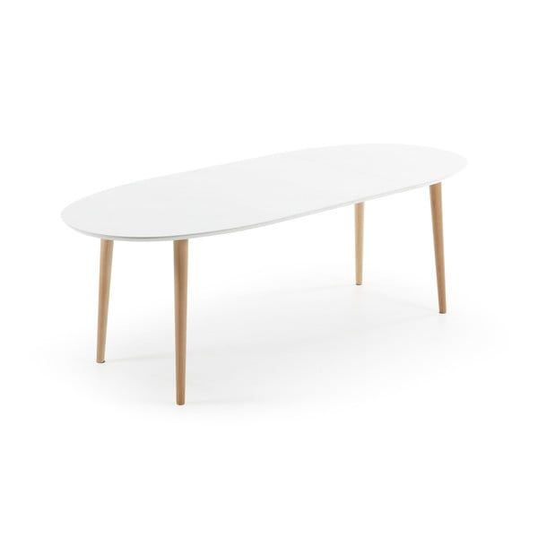 Raztegljiva jedilna miza z belo mizno ploščo 90x140 cm Oqui – Kave Home-image-3