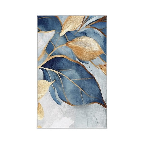 Modra/zlata pralna preproga 160x230 cm Golden Leaves – Mila Home