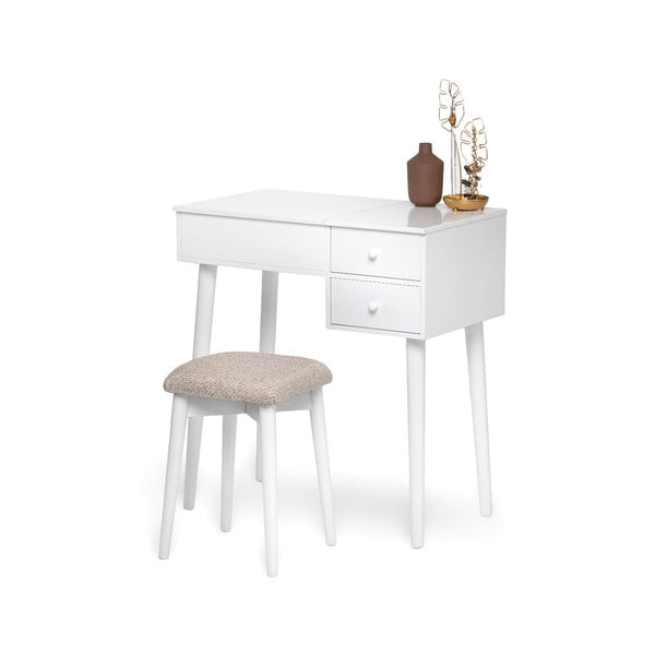 Bela kozmetična miza z ogledalom, prostorom za nakit in 2 predaloma Chez Ro Beauty-image-1
