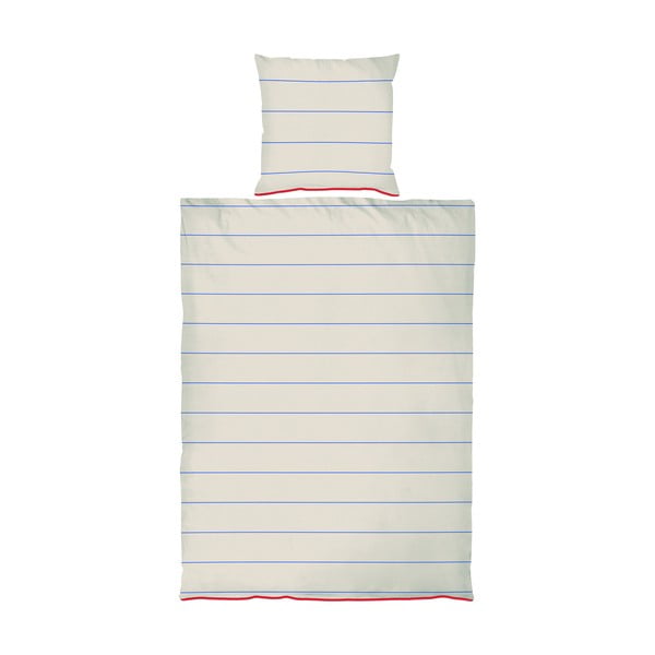 Modra/bež enojna posteljnina iz bombažnega satena 140x200 cm Align – Mette Ditmer Denmark