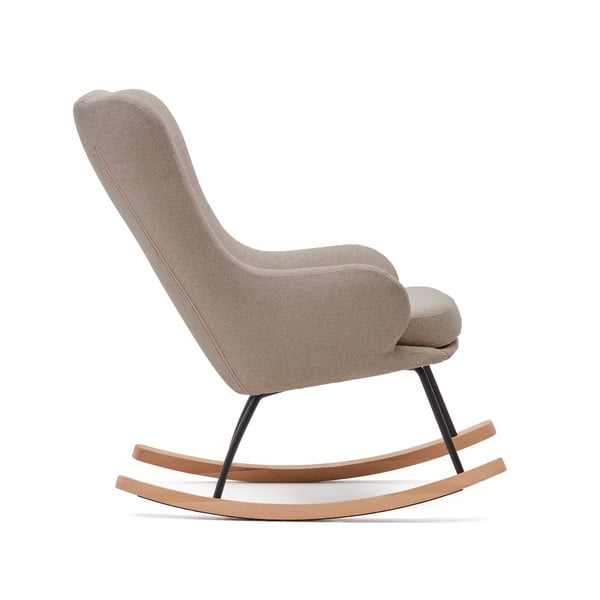 Bež gugalni fotelj iz tkanine bouclé Maustin – Kave Home-image-2