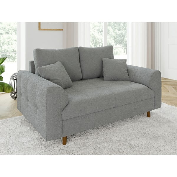 Siva sedežna garnitura iz tkanine bouclé 150 cm Ariella – Ropez-image-1