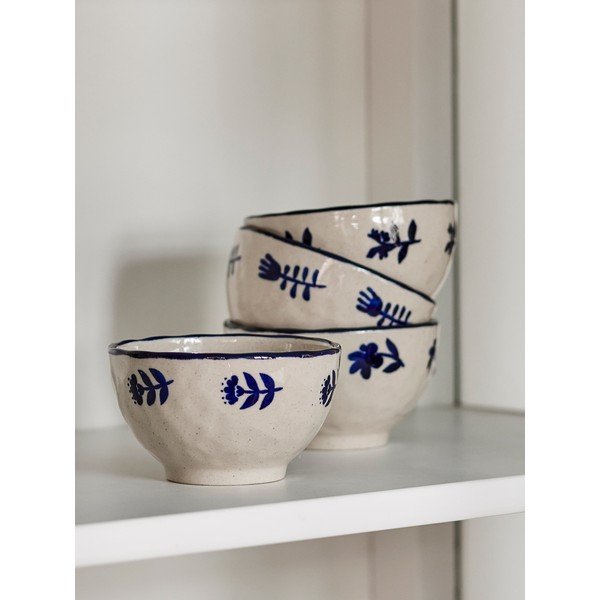 Modre/kremno bele skledice v kompletu 4 ks iz kamenine Eimy – Bloomingville-image-1