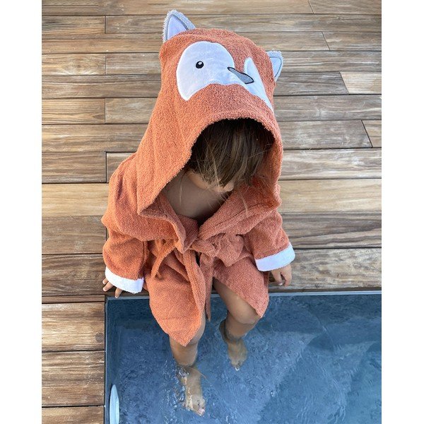 Oranžni bombažni otroški kopalni plašč velikosti S Fox - Rocket Baby -image-2