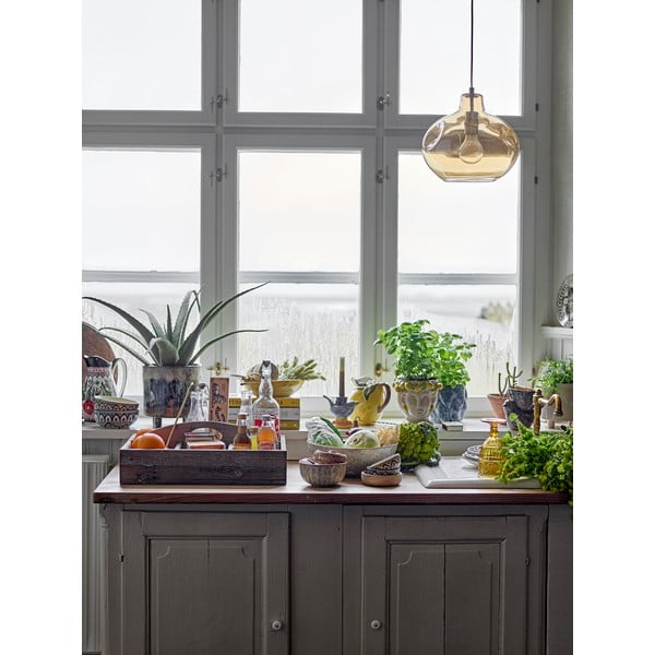 Rjava viseča svetilka s steklenim senčilom ø 30 cm Azizi – Bloomingville-image-3