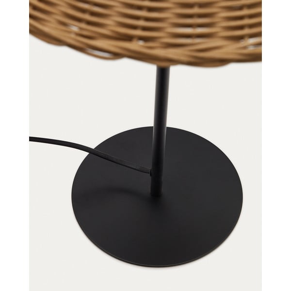 Črna/naravna namizna svetilka s senčnikom iz ratana (višina 50 cm) Urania – Kave Home-image-3