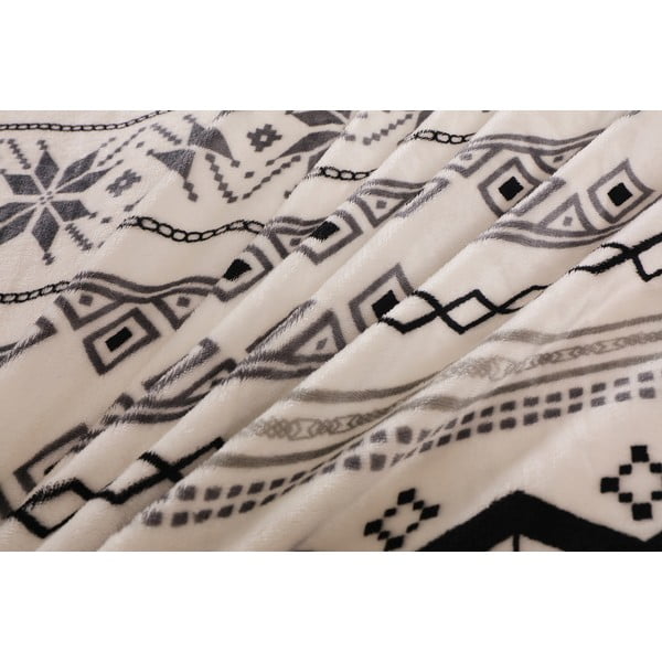 Črna/kremno bela enojna posteljnina iz mikropliša 140x200 cm – My House-image-3