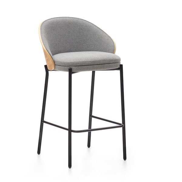 Barski stol v sivi in naravni barvi (višina sedeža 65 cm) Eamy – Kave Home