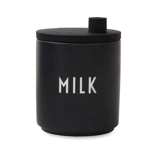 Črni porcelanast vrč za mleko Design Letters Jug, 250 ml