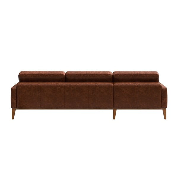 Rdeče-rjava usnjena kotna sedežna garnitura MESONICA Musso Tufted, desni kot-image-3