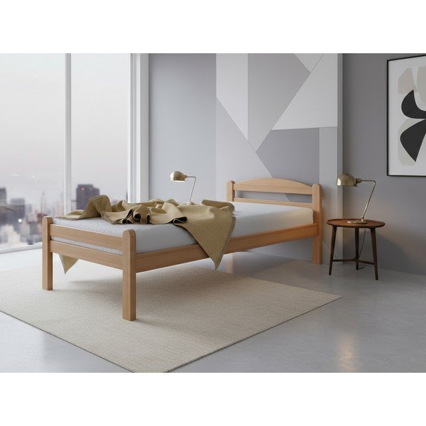 Postelja iz masivne bukve z letvenim dnom 90x200 cm v naravni barvi Bellariva – B.E.S.-image-1