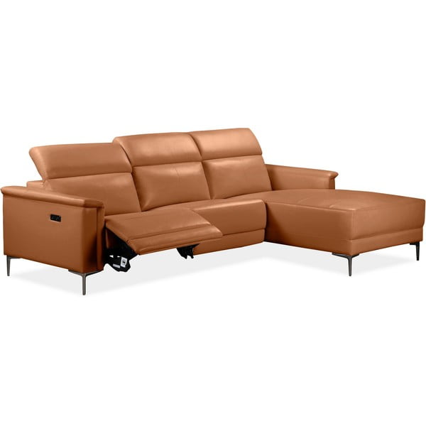 Rjava kotna sedežna garnitura iz umetnega usnja (desni kot) Lund – Støraa-image-1