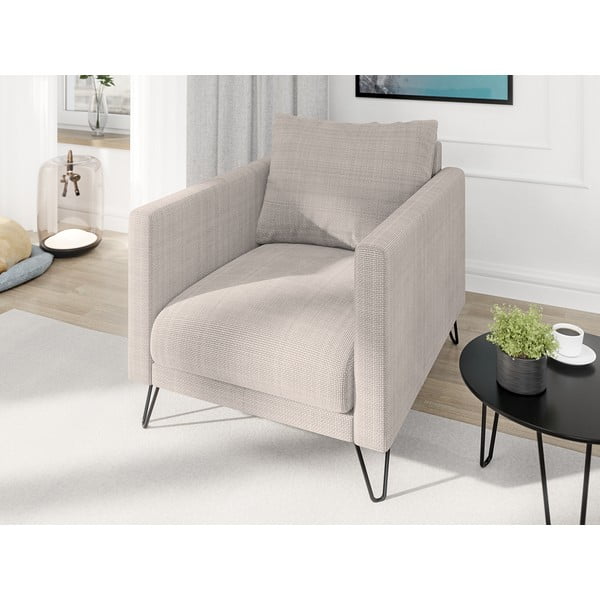 Svetlo rjav fotelj iz šenilje Freya – Ropez-image-3